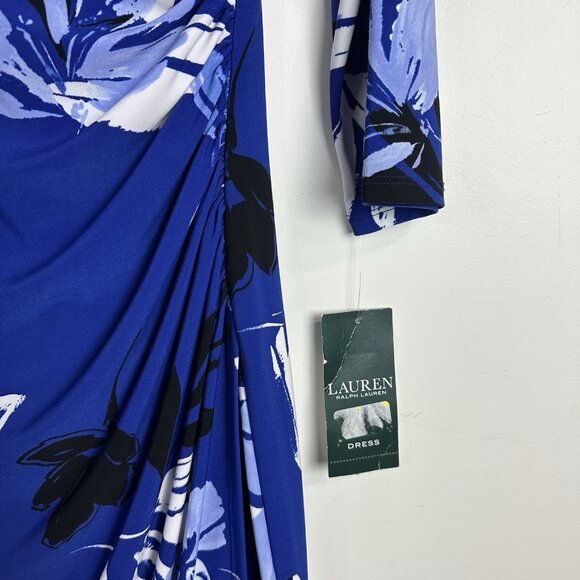 Lauren Ralph Lauren Women's Multicolor‎ Floral Faux Wrap Dress Size 12 NWT - Picture 4 of 10